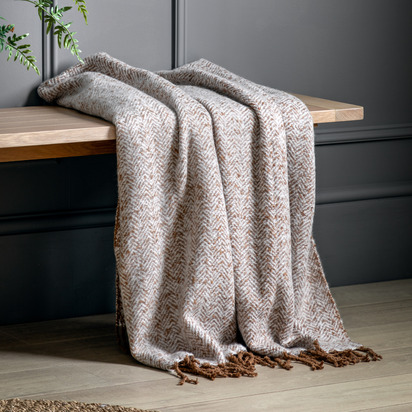 Studio Herringbone Faux Mohair Throw Tan 1300x1800mm