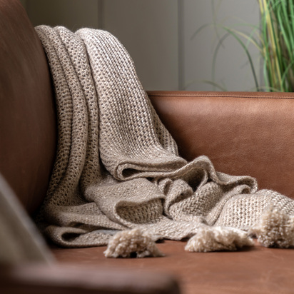 Knitted Tassel Throw Natural 1300x1700mm