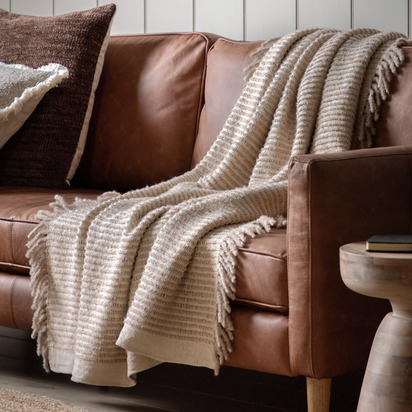 Side Fringe Throw Cream 1300x1700mm