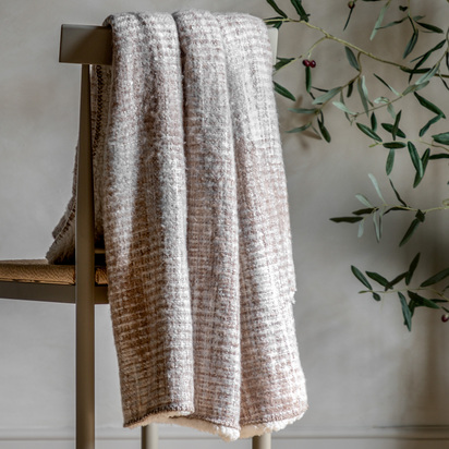 Studio Woven Natural Faux Mohair Sherpa Throw 1300x1600mm