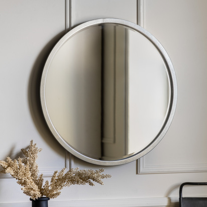 Cambridge Round Mirror Antique Silver 600x600mm  - Small