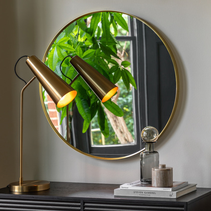 Cranley Large Round Mirror Gold 800x35x800  - Large
