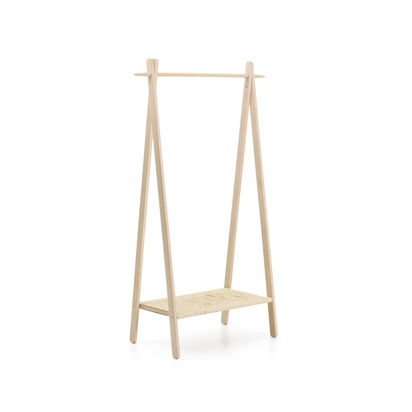 Natane birch wood and rattan clothing rail, 95 x 152 cm