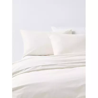 John Lewis Crisp & Fresh 400 Thread Count Organic Cotton Duvet Cover Set Natural | L220 x W225cm