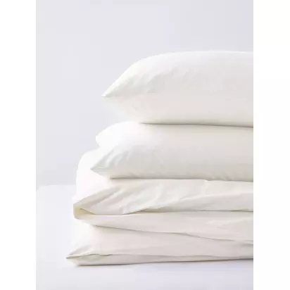 John Lewis Crisp & Fresh 400 Thread Count Organic Cotton Duvet Cover Set Natural | L220 x W225cm