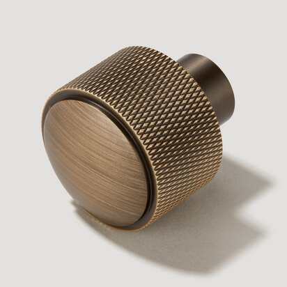HUMBOLDT Knurled Button Knob - Antique Brass - Cabinet Knob only