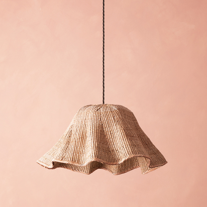 Smallest Wonky Wave natural woven palm basket pendant shade