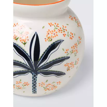 John Lewis Palm Tree Ceramic Urn Vase, H17.5cm, Multi Multi | 17.5 x 19 x 19 cm