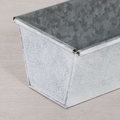 Roll Top White Wash Metal Planter - 34cm