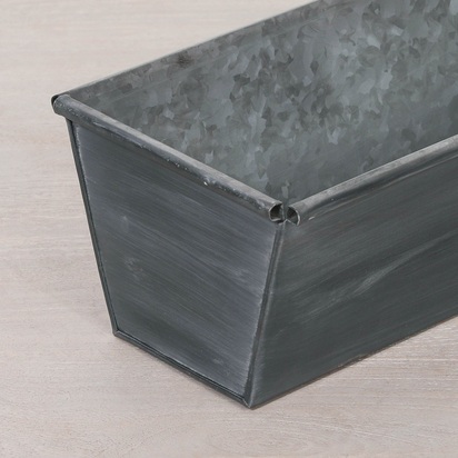 Roll Top Weathered Iron Style Metal Planter - 34cm