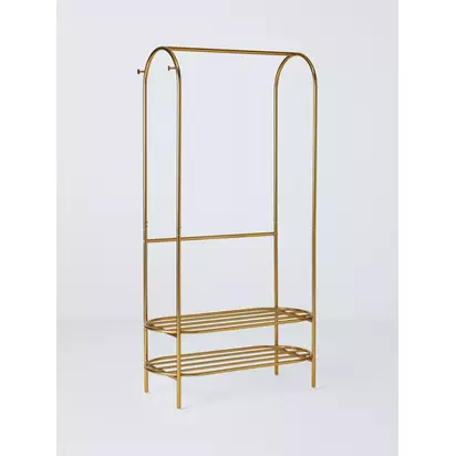 John Lewis Curved Metal Clothes Rail, Gold Gold | H166 x W89.50 x D39cm
