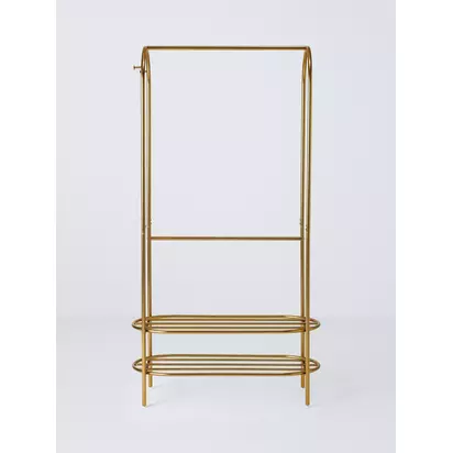 John Lewis Curved Metal Clothes Rail, Gold Gold | H166 x W89.50 x D39cm