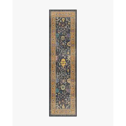 Jemima Vintage Ink Multicolour Flatwoven Rug - 75 x 305 cm - Rug + Pad System