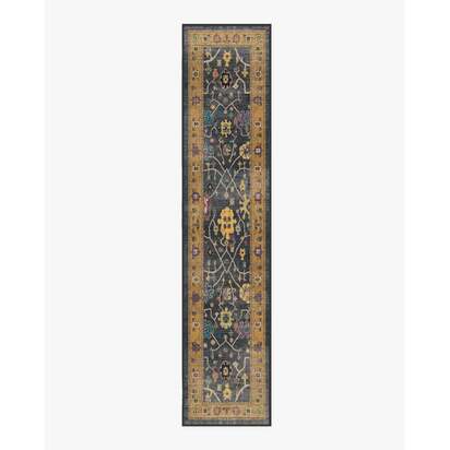 Jemima Vintage Ink Multicolour Flatwoven Rug - 75 x 365 cm - Rug + Pad System