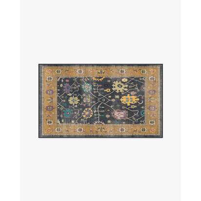 Jemima Vintage Ink Multicolour Flatwoven Rug - 90 x 150 cm - Rug + Pad System