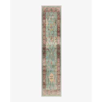 Jemima Sage and Rosewood Flatwoven Rug - 75 x 365 cm - Rug + Pad System