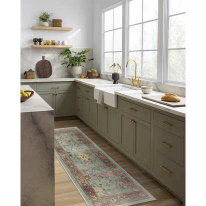 Jemima Sage and Rosewood Flatwoven Rug - 90 x 150 cm - Rug + Pad System