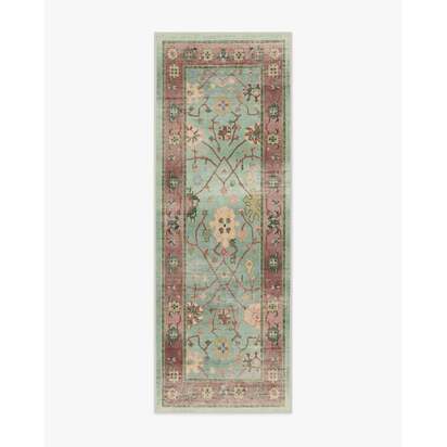 Jemima Sage and Rosewood Flatwoven Rug - 75 x 215 cm - Rug + Cushioned Pad System