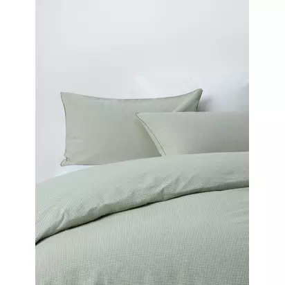 John Lewis Brushed Cotton Mini Gingham Bedding Green | L200 x W135cm