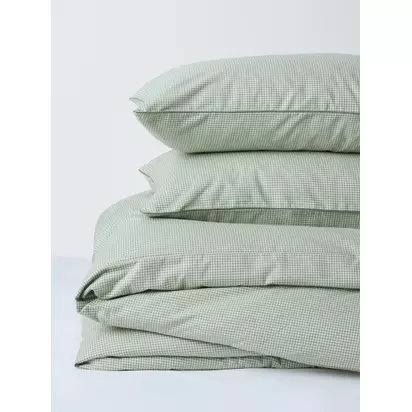 John Lewis Brushed Cotton Mini Gingham Bedding Green | L200 x W135cm