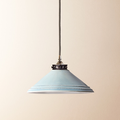 Ted ceramic shade in pale blue with stone interior