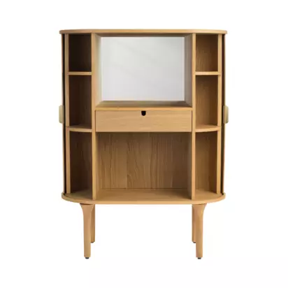 John Lewis Velo Drinks Cabinet, Oak Light Oak | H 120.5 x W 90.0 x D 45.0 cm