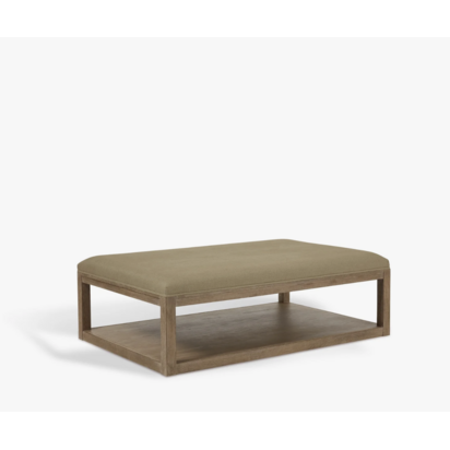 Glin Linen Ottoman - Wild Oats Wide Herringbone