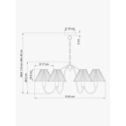 John Lewis Candelabra 6 Arm Ceiling Light, Antique Bronze Antique Bronze | H28 x W63.5 x D63.5cm