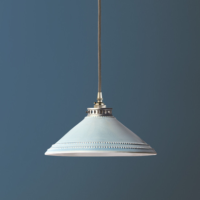 Ted ceramic shade in pale blue with stone interior