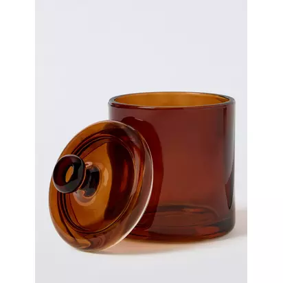 John Lewis Glass Lidded Storage Jar, Auburn | 15.5 x 10 x 10 cm