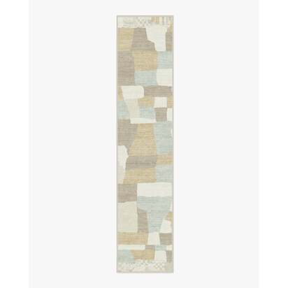 Boulder Neutral & Grey Flatwoven Rug by The Local Project - 75 x 365 cm - Rug + Pad System