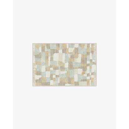 Boulder Neutral & Grey Flatwoven Rug by The Local Project - 60 x 90 cm - Rug + Cushioned Pad System