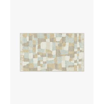 Boulder Neutral & Grey Flatwoven Rug by The Local Project - 90 x 150 cm - Rug + Cushioned Pad System