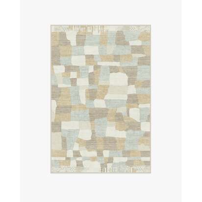 Boulder Neutral & Grey Flatwoven Rug by The Local Project - 120 x 185 cm - Rug + Cushioned Pad System