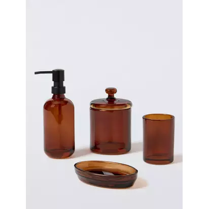 John Lewis Glass Soap Dispenser, Auburn | 20 x 7 x 7 cm