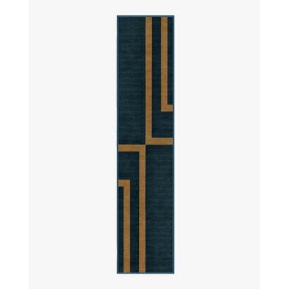 Aldo Indigo & Ochre Flatwoven Rug by The Local Project - 75 x 365 cm - Rug + Pad System
