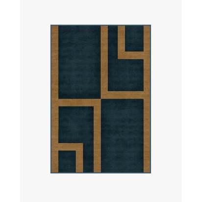 Aldo Indigo & Ochre Flatwoven Rug by The Local Project - 120 x 185 cm - Rug + Pad System