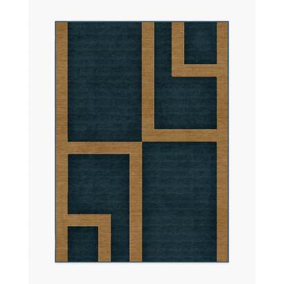 Aldo Indigo & Ochre Flatwoven Rug by The Local Project - 150 x 215 cm - Rug + Pad System