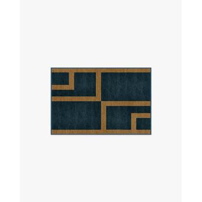 Aldo Indigo & Ochre Flatwoven Rug by The Local Project - 60 x 90 cm - Rug + Cushioned Pad System