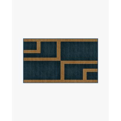 Aldo Indigo & Ochre Flatwoven Rug by The Local Project - 90 x 150 cm - Rug + Cushioned Pad System