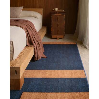 Aldo Indigo & Ochre Flatwoven Rug by The Local Project - 90 x 150 cm - Rug + Cushioned Pad System