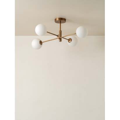 Chelso - 4 light aged brass and opal flush