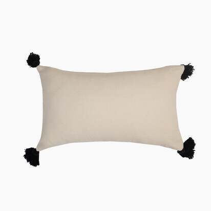 Parin Zig-Zag Embroidered Cotton Cushion | "Black,Off White"
