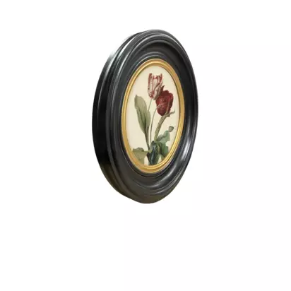 Brookpace Lascelles 'Tulip V' Round Porthole Framed Print, 43cm, Multi Black Multi | Dia.43 x 4.2cm