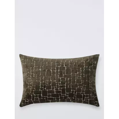 John Lewis Irregular Blocks Velvet Cushion Avocado | 60 x 40cm