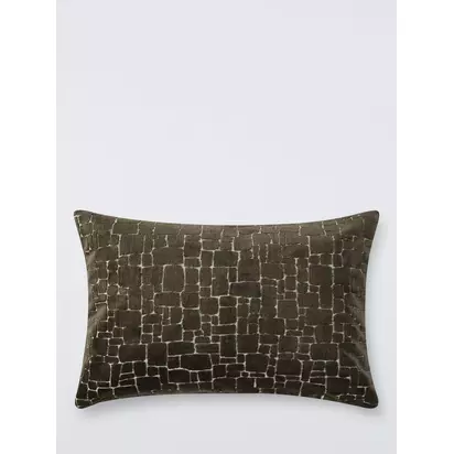 John Lewis Irregular Blocks Velvet Cushion Avocado | 60 x 40cm