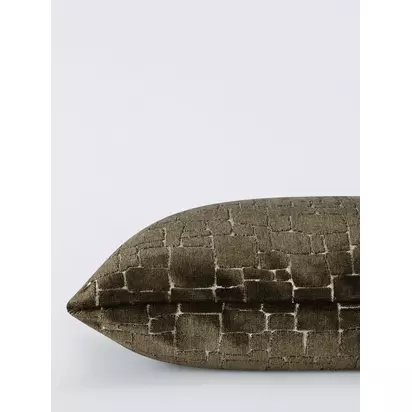 John Lewis Irregular Blocks Velvet Cushion Avocado | 60 x 40cm