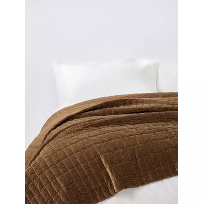 John Lewis Modern Luxe Quilted Bedspread, Copper Copper | 220 x 220cm
