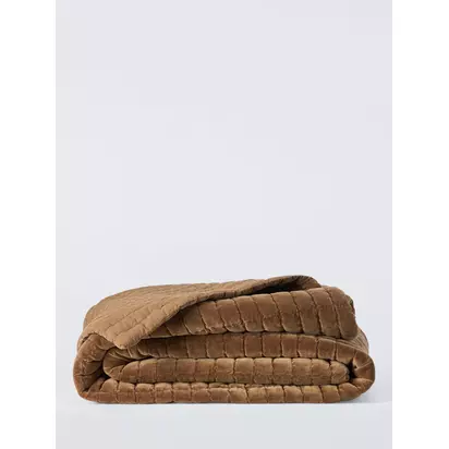 John Lewis Modern Luxe Quilted Bedspread, Copper Copper | 220 x 220cm
