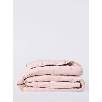 John Lewis Cotton Velvet Quilted Bedspread Rosa | 220x220cm